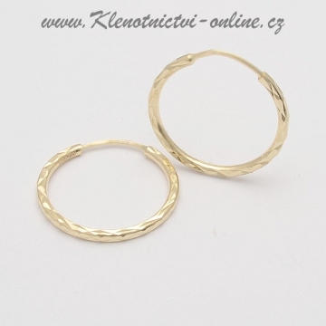 Zlaté kruhy zdobené rytinou, průměr 18,60 mm