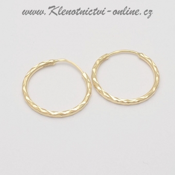 Zlaté kruhy zdobené rytinou, průměr 18,60 mm