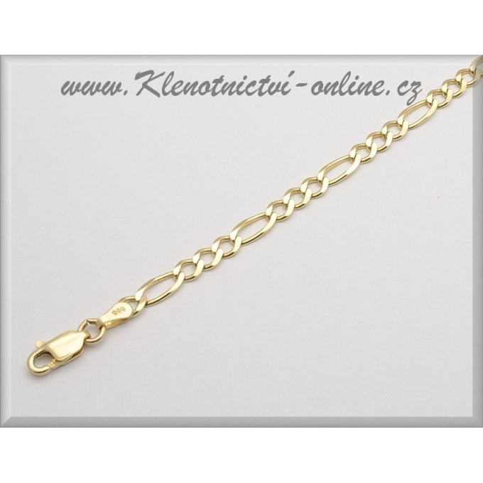 Zlatý pánský náramek figaro, délka 21 cm