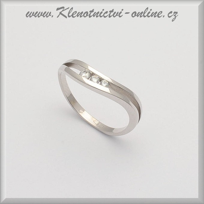 Zlatý zirkonový prsten z bílého zlata